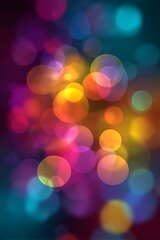 Magical abstract background with floating transparent bokeh circles in vibrant colors.