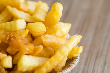 Golden French fries potatoes