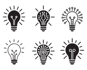 Innovative Ideas Powered by Technology, Idea lightbulb icon. Inspiration creativity lamp vector icon, Innovation icon set on white background © Rakib Rakib