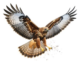 A majestic hawk in flight, claws extended