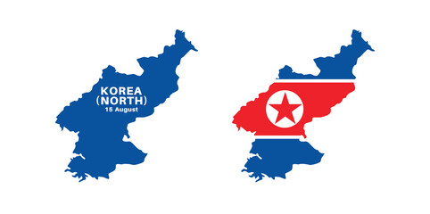 Fototapeta premium north korea flag and map set. north korea flag in official colors and proportions., map