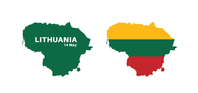 lithuania flag and map set. lithuania flag in official colors and proportions., map