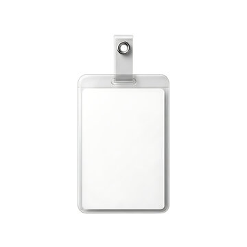 White id badge holder with retractable reel clip name tag card holder for office event conference  char on transparent background