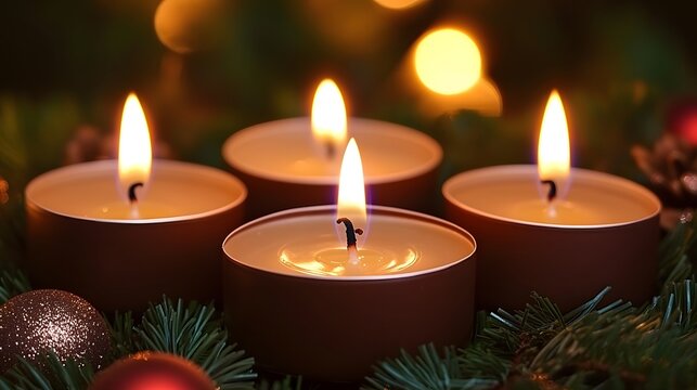 Warm Glow of Advent Candles Christmas Decoration - Powered by Adobe