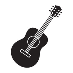 Guitar Silhouette, Guitar Vector, Black Guitar Vector and Illustration, Acoustic Guitar Silhouette Clipart, Cute Rock Guitar Silhouette, Musical Instrument Icon,  Musical Doodle Elements for Design

