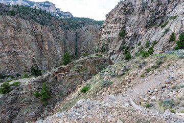Rock formations in the Shoshone Canyon in Wyoming