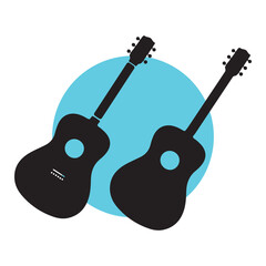 Guitar Silhouette, Guitar Vector, Black Guitar Vector and Illustration, Acoustic Guitar Silhouette Clipart, Cute Rock Guitar Silhouette, Musical Instrument Icon,  Musical Doodle Elements for Design

