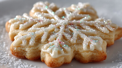 Festive Snowflake Cookie with Icing and Sprinkles for Holiday Celebrations
