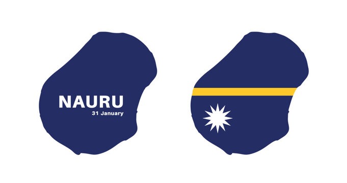 nauru flag and map set. nauru flag in official colors and proportions., map