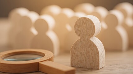 HR Hiring Employee Resource in a Focused Business Environment with a Magnifying Glass