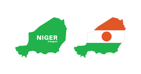niger flag and map set. niger flag in official colors and proportions., map