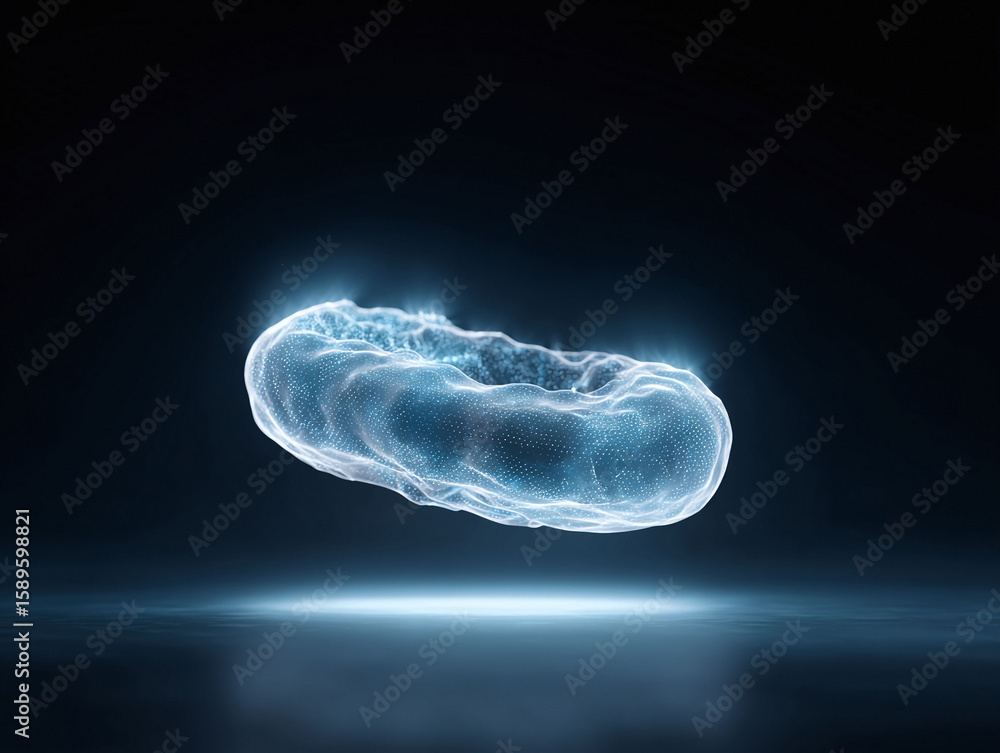 Poster abstract glowing torus shape on a dark surface. evokes technology, innovation, futuristic concepts, 