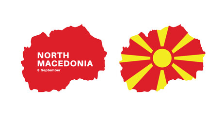 north macedonia flag and map set. north macedonia flag in official colors and proportions., map