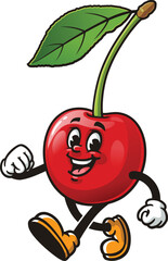 Cartoon character of cherry fruit is walking