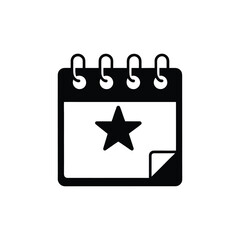 Calendar page with a star and list items isolated on white background