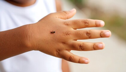 Fototapeta premium Child's hand with insect
