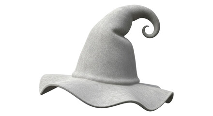 Isolated Gray Witch Hat with a Curled Tip