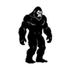 Fototapeta premium Vector art of a powerful gorilla standing, isolated on a white background