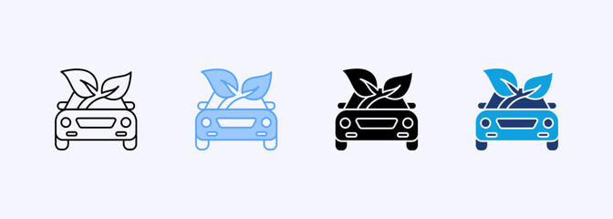 Green Car Icon Set Color Multiple Style Collection