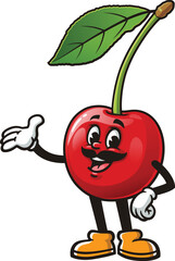 Cartoon character of cherry with mustache