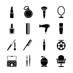 Fototapeta premium Collection of Black and White Beauty and Hair Care Icons