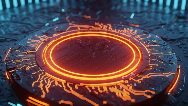 Futuristic Tech Ring Animation Glowing Circuit Interface in 4K