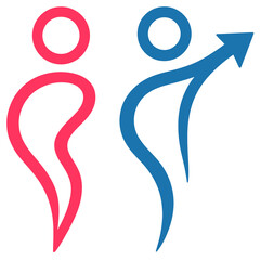 Red and blue symbols representing man and woman