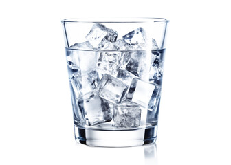 A glass of ice on a white  background