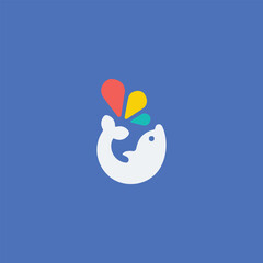 Playful Dolphin Logo with Colorful Water Splash - Aquatic, Marine Life, Entertainment, Kids, Technology, Communication, Education, Fun Vector for Joyful, Creative, Smart, Ocean, Travel, App Design