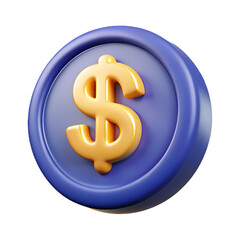 Obraz premium Gleaming golden dollar coin icon illustration on transparent background