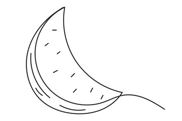 Line Art Watermelon Fruit. Outline Contour Drawing. Summer Tropical Resort Rest Vacation Symbol Silhouette Design. Curve Wavy Shape. Fresh Healthy Vitamin Ripe Vegetarian Food Harvest 