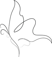 Black and white floral art with a butterfly, flower, and ornamental leaf pattern for a beautiful nature design illustration