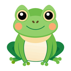 Obraz premium Cute Green Frog Flat Icon for Children's Education, Nature, and Animal-Themed Designs, Vector Illustration