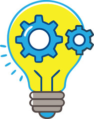 Innovation and Idea Icon – Lightbulb with Gear for Creativity and Engineering