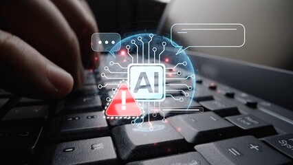 AI interface showing prompt error warning and system alert. AI prompt failure can lead to incorrect...
