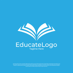 Vector pixel book, reading logo design concept, creative education logo design template