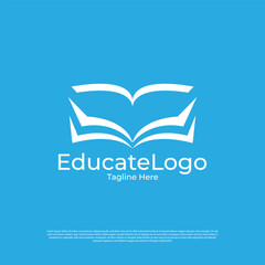 Vector pixel book, reading logo design concept, creative education logo design template