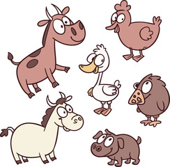 Obraz premium Charming hand drawn animal illustrations featuring diverse creatures in a whimsical style