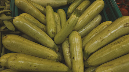 Fresh fruits and vegetables in organic market 
