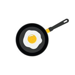 fried egg in frying pan isolated on white background
