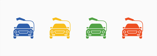 Electric Car Icon Set Color Multiple Style Collection