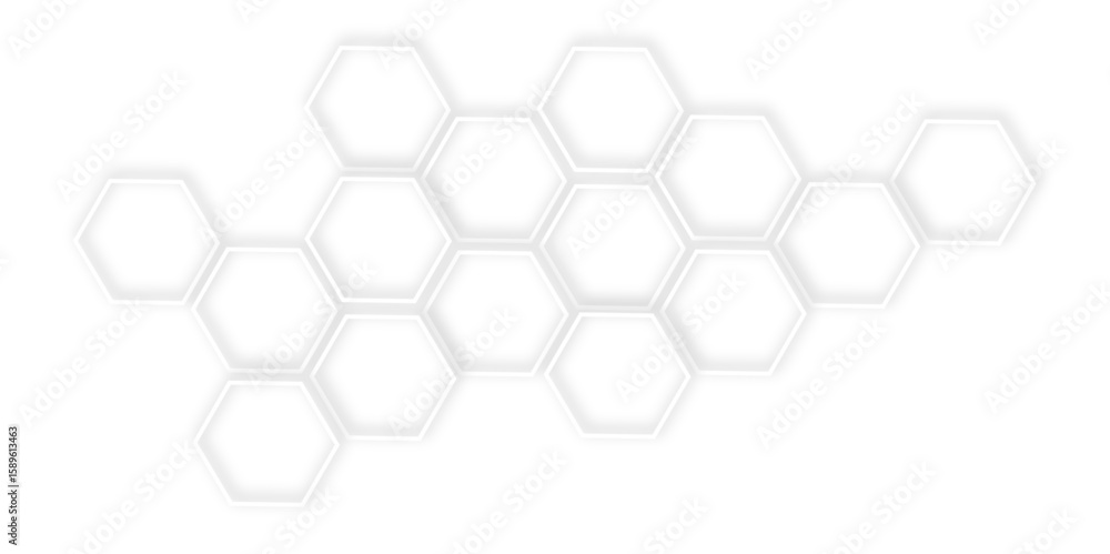 Poster abstract geometric technology 3d white light structure technology out line hexagon polygonal honeyco