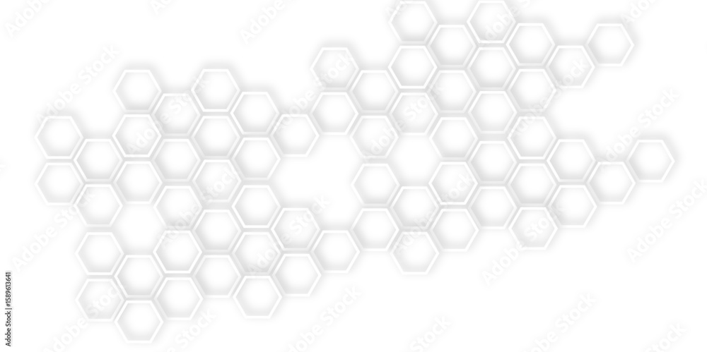 Poster abstract geometric technology 3d white light structure technology out line hexagon polygonal honeyco