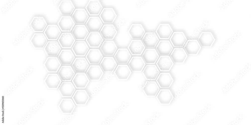 Aufkleber abstract geometric technology 3d white light structure technology out line hexagon polygonal honeyco