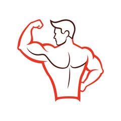 Muscular man flexing