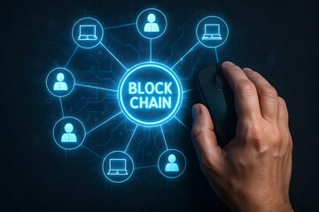 Blockchain technology network connecting users and computers digitally