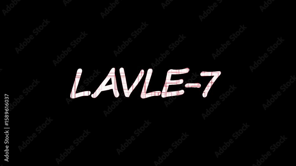 Fototapete text level-7 animation. white color text level up with effect on black background. glowing level up 