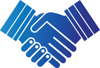Obraz premium Abstract blue handshake symbol representing agreement and partnership isolated on white background