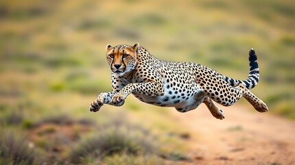 A leaping cheetah