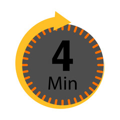 Circular timer icon with the number 4 and minutes displayed